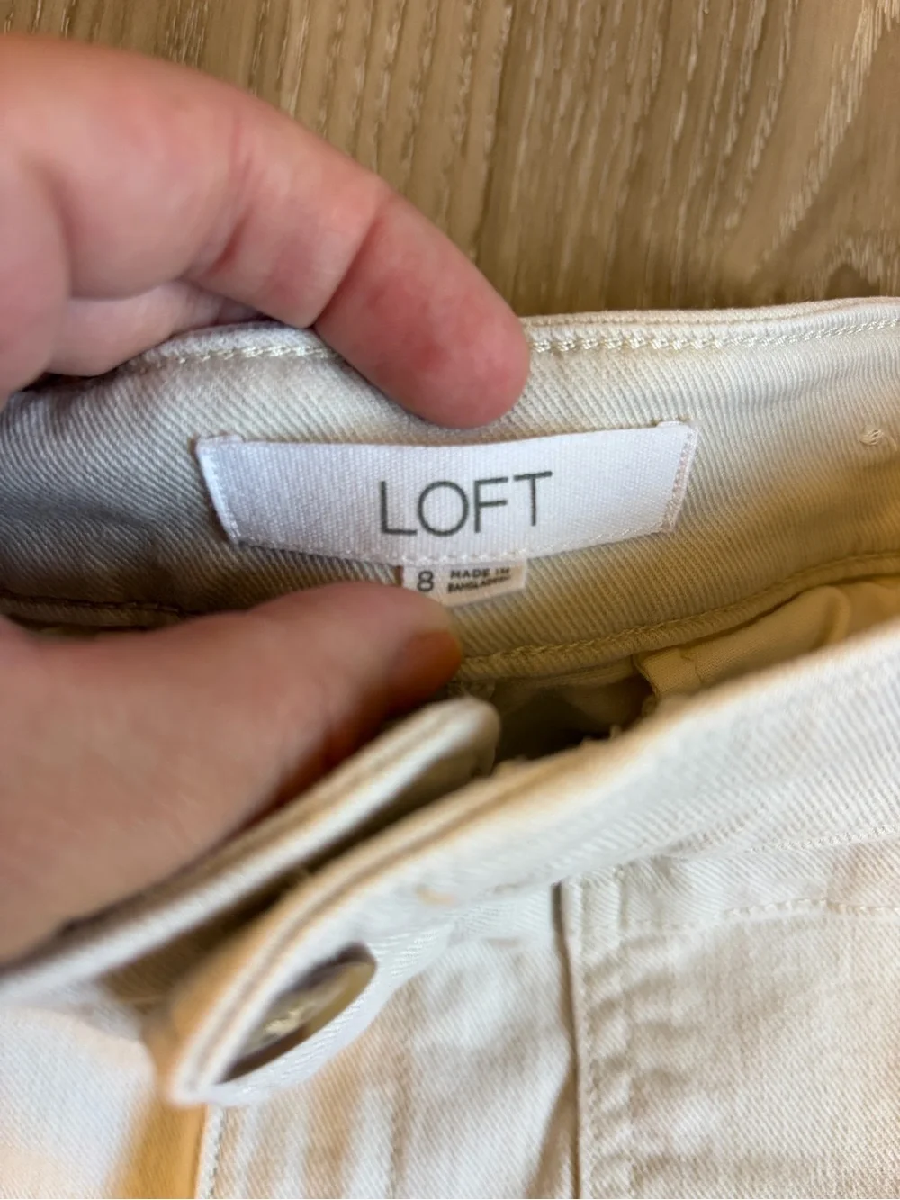 LOFT The Palmer Wide Leg Crop Pants Womens 8 Cream Ivory High Rise